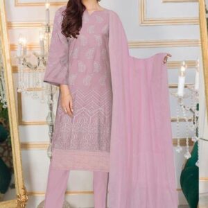 3 Pcs women's unstitched Embroidered suit