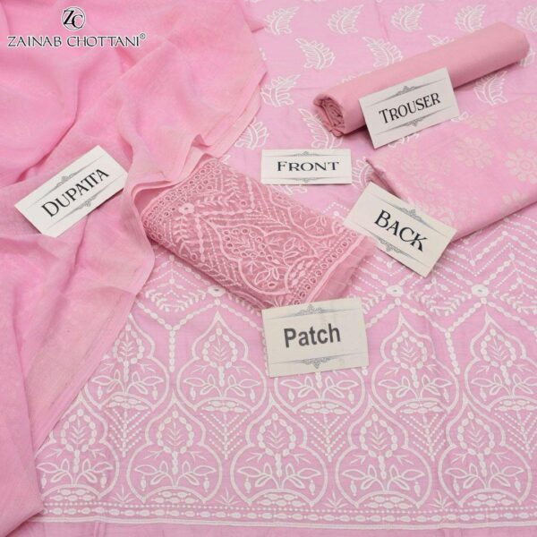 3 Pcs women's unstitched Embroidered suit - Image 3