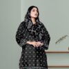 Women stitched silk printed suit 3 pcs in purple - Image 2