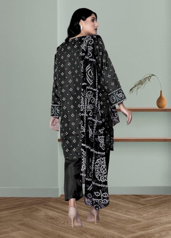 Women stitched silk printed suit 3 pcs in purple - Image 3