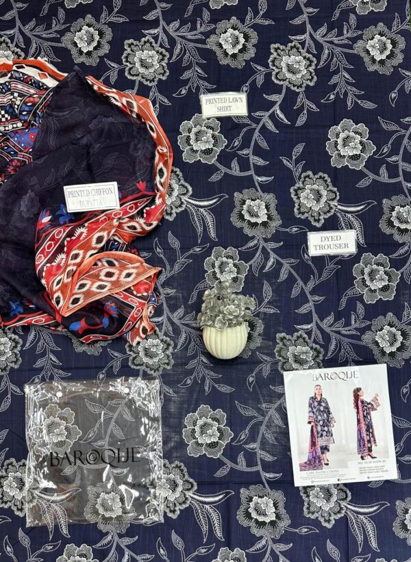 3 Pcs women's unstitched printed suit - Image 3