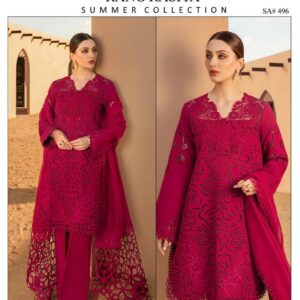 3 Pcs women's unstitched chikankari Embroidered suit