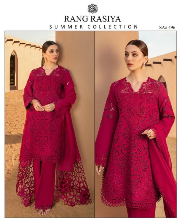 3 Pcs women's unstitched chikankari Embroidered suit