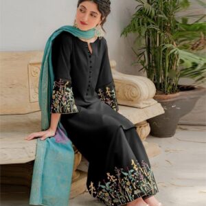 3 Pcs women's unstitched Embroidered suit