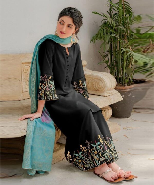 3 Pcs women's unstitched Embroidered suit