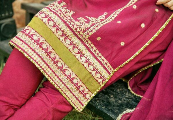3 Pcs women's unstitched Embroidered suit - Image 2