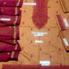3 Pcs women's unstitched swiss Lawn Embroidered suit Brown - Image 2