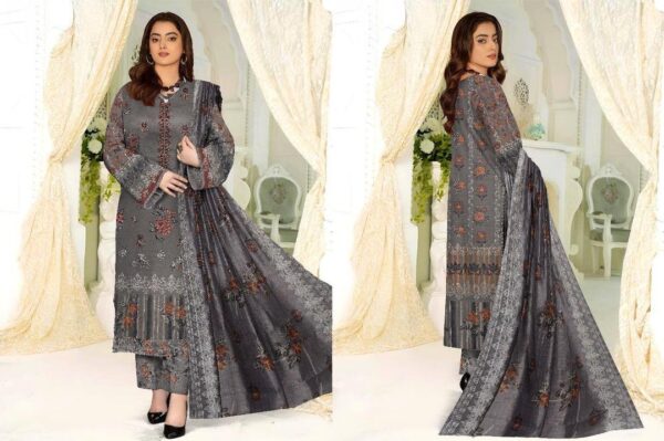 3 Pcs women's unstitched Embroidered suit - Image 2