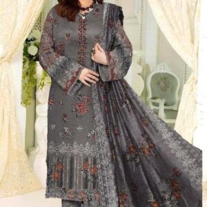 3 Pcs women's unstitched Embroidered suit