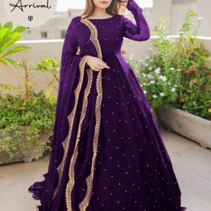 3 Pcs women's stitched Embroidered maxi suit