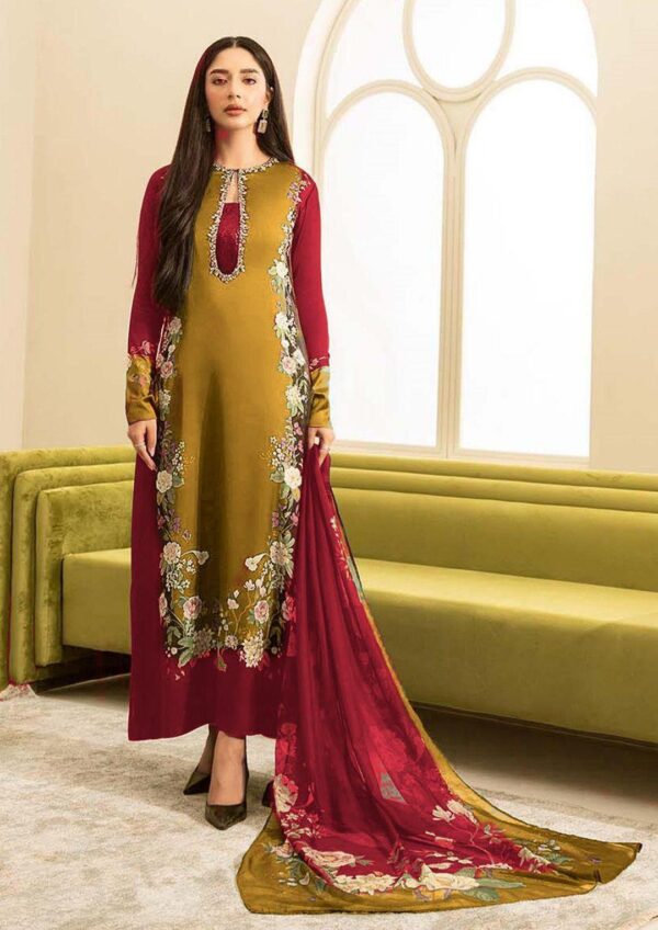 3 Pcs women's unstitched shamoz silk digital print suit