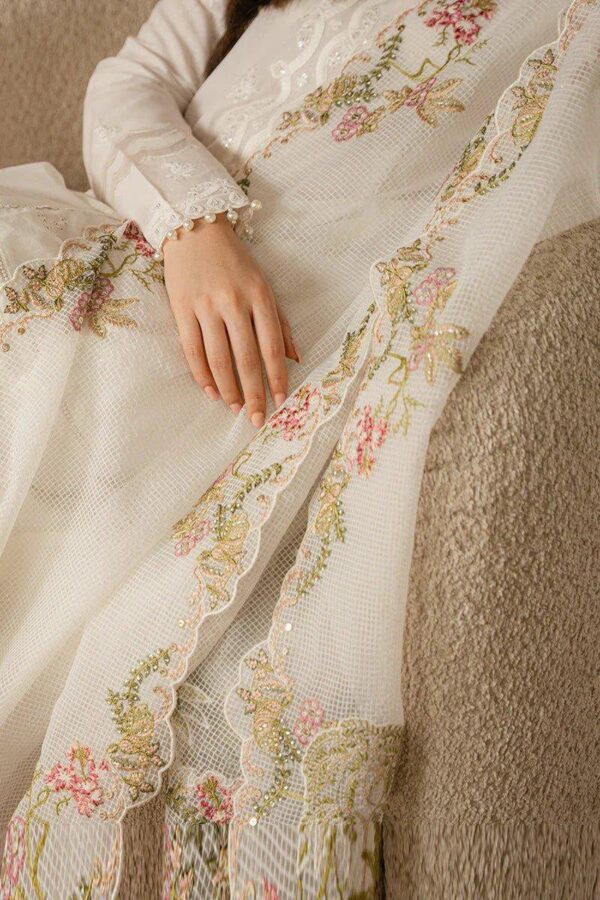 3 Pcs women's unstitched Embroidered suit - Image 3
