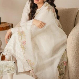 3 Pcs women's unstitched Embroidered suit