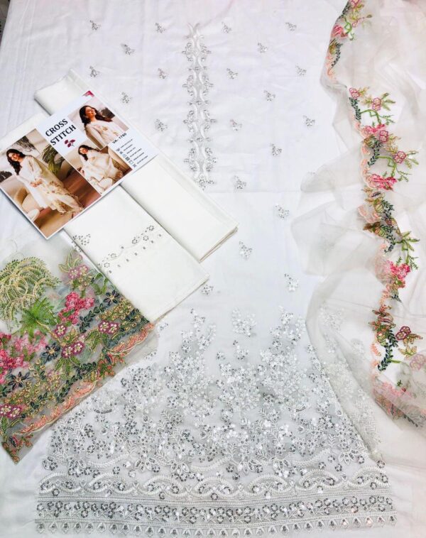 3 Pcs women's unstitched Embroidered suit - Image 5