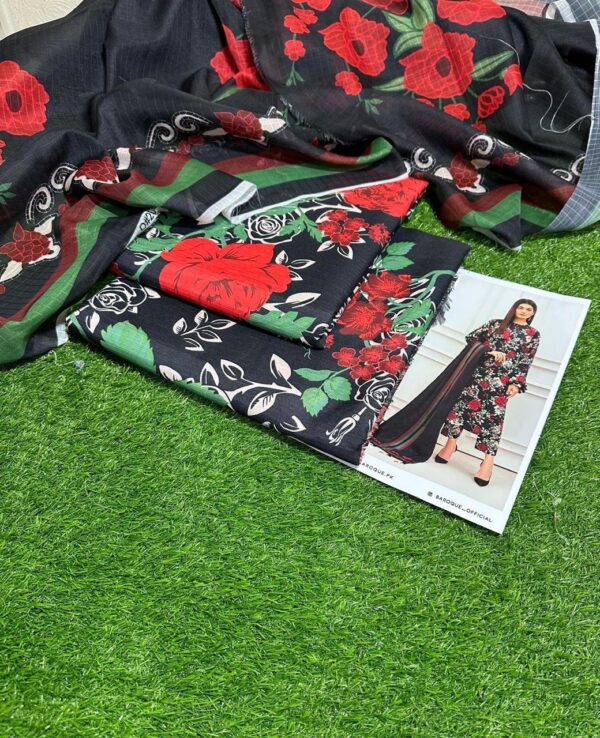 3 Pcs women's unstitched Digital Print suit - Image 3