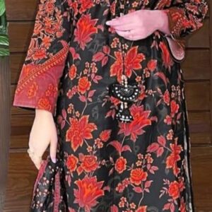 3 Pcs women's stitched Printed suit