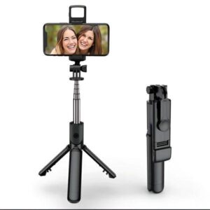 4 in 1 Selfie Stick Tripod With Light & Bluetooth Remote - Foldable & Extendable (70cm) Mobile Holder