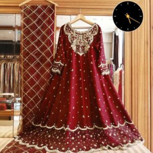 3 PCs Women Stitched Shamoz Silk Embroidered Maxi