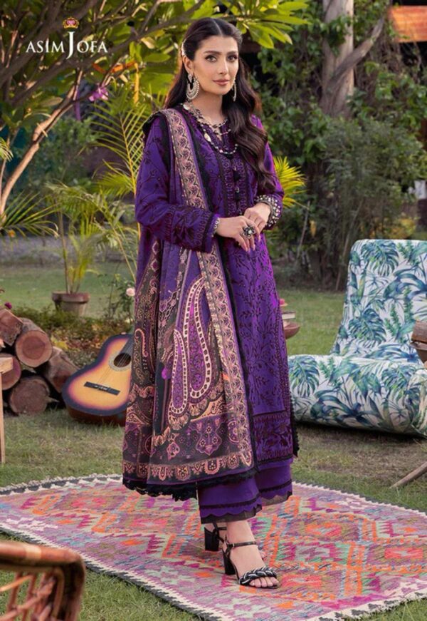3 PCs Women's Unstitched Embroidered Suit