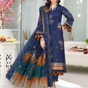 3 PCs Women's Unstitched Lawn Embroidered Suit