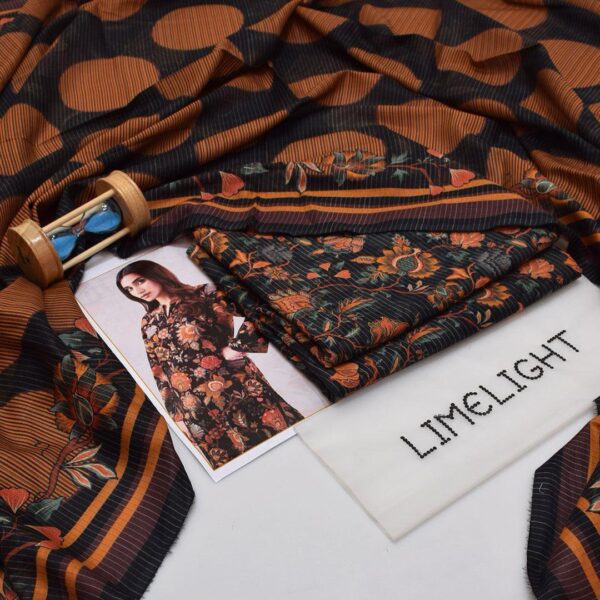 3 Pcs Women's Unstitched Printed Suit - Image 2