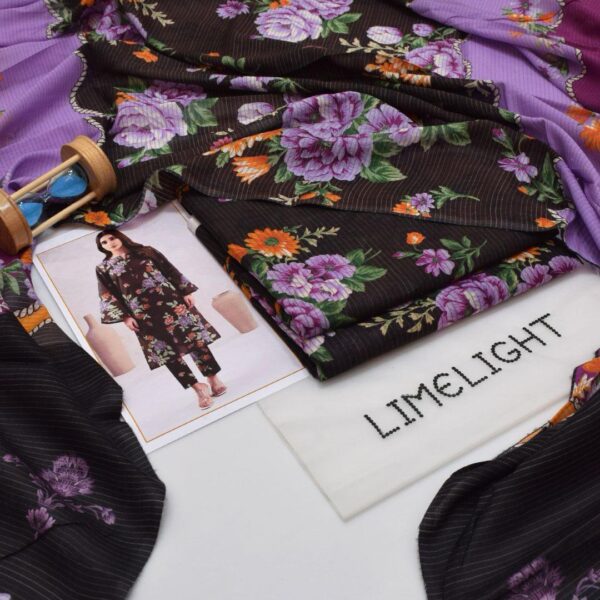 3 Pcs Women's Unstitched Printed Suit - Image 2