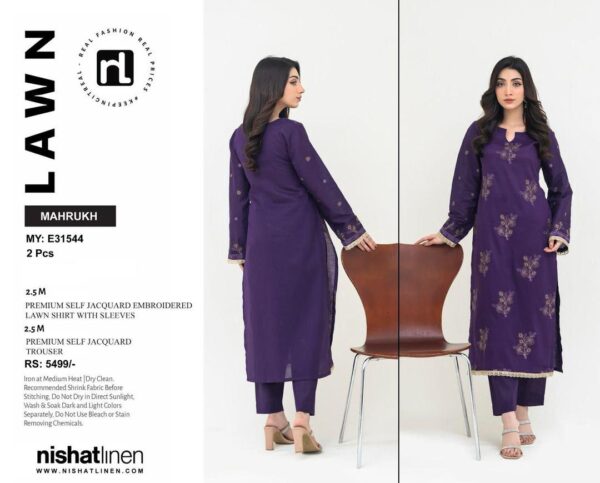 2 Pcs Women's Unstitched Embroidered Suit - Image 4
