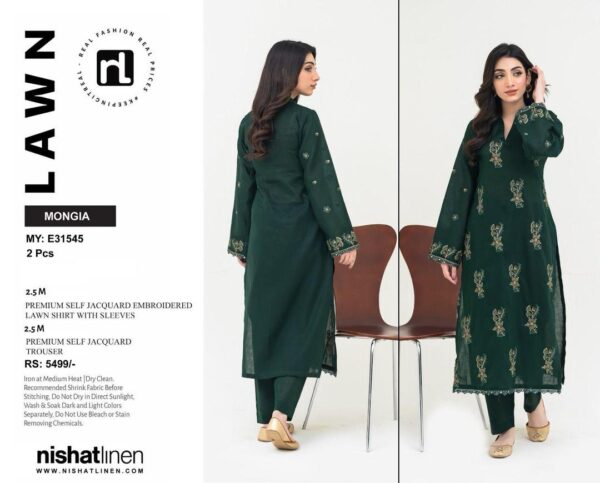 2 Pcs Women's Unstitched Embroidered Suit - Image 5