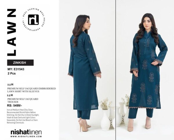 2 Pcs Women's Unstitched Embroidered Suit - Image 2