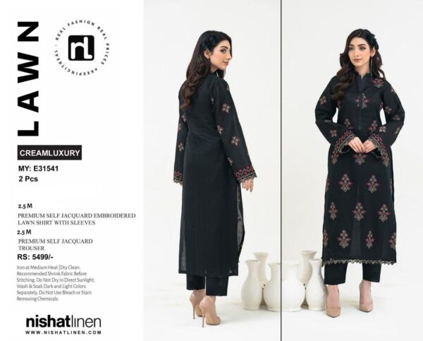2 Pcs Women's Unstitched Embroidered Suit - Image 3
