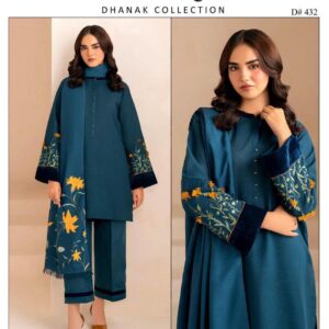 3Pcs Women Unstitched Embroidered Suit