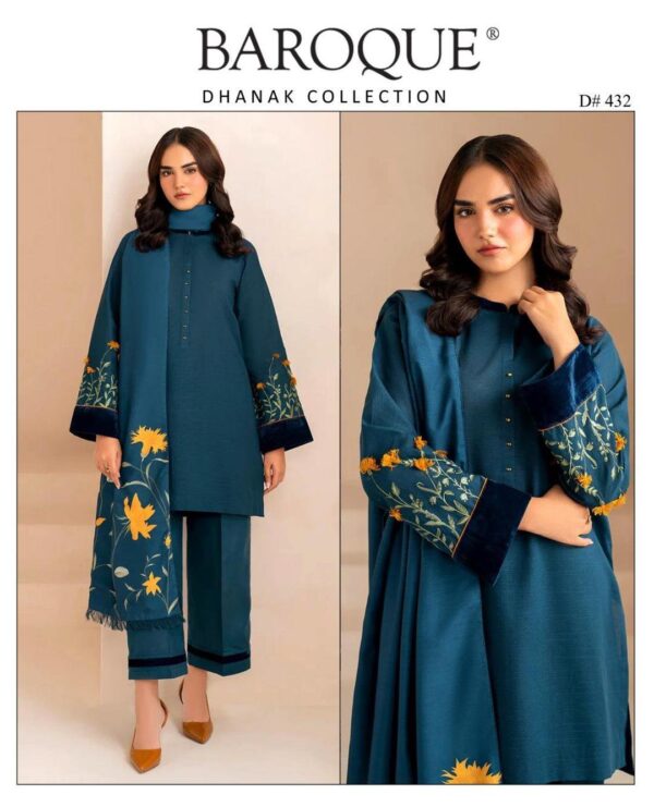 3Pcs Women Unstitched Embroidered Suit