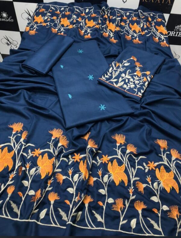3Pcs Women Unstitched Embroidered Suit - Image 3