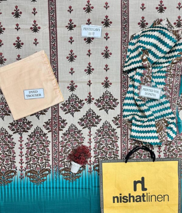 3 PCs Women Unstitched Printed Suit - Image 2