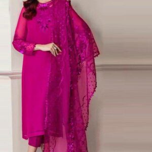 3PCs Women Unstitched Shiffon Embroidered Suit
