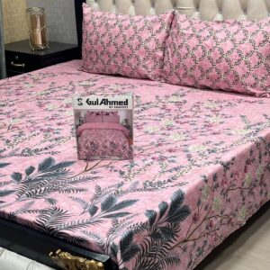 3Pcs Cotton Salonica Printed Double Bedsheet