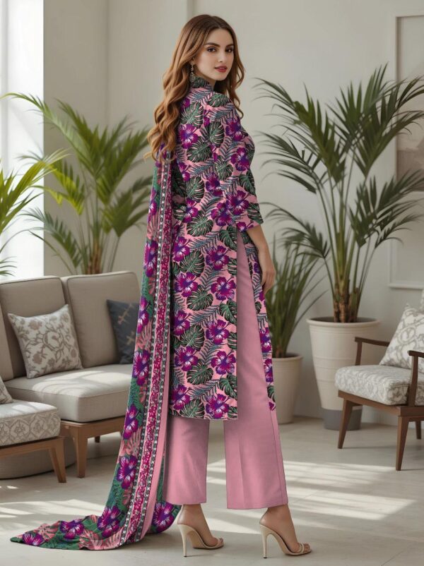 3Pcs Women's Unstitched Printed Suit - Image 2