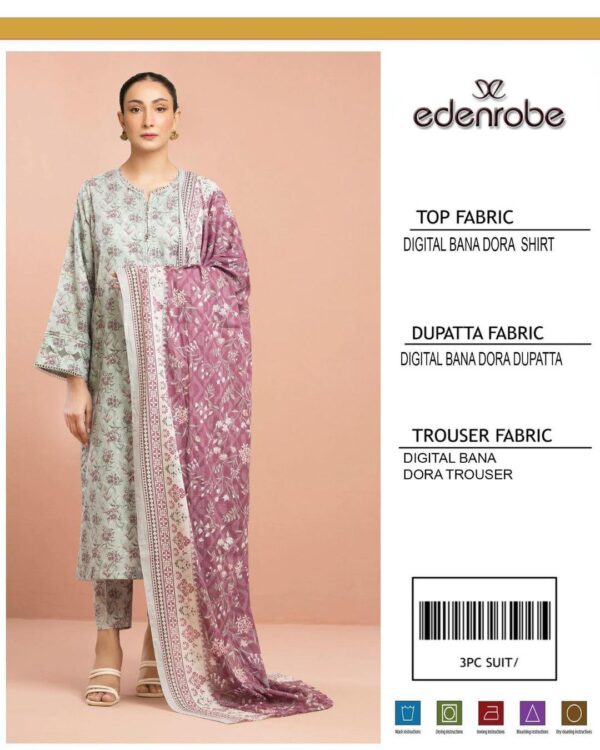 3PCs Women Unstitched Digital Print Suit