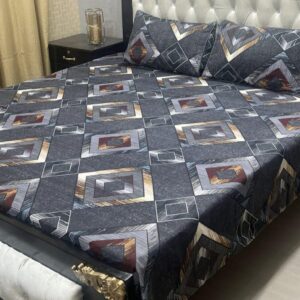 3PCs Crystal Cotton Printed Double Bedsheet