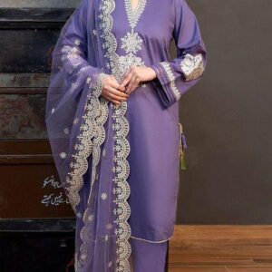 3PCs Women Unstitched Embroidered Suit