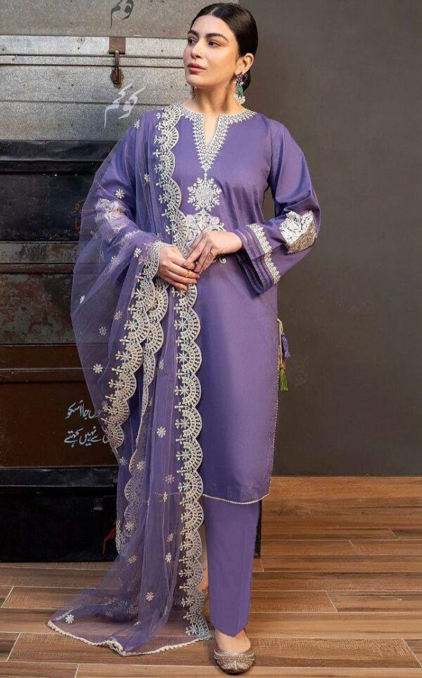 3PCs Women Unstitched Embroidered Suit