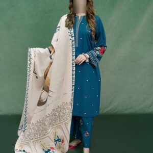 3Pcs Women Unstitched Embroidered Suit