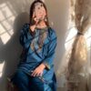 2 PCs Women's Stitched Linen Embroidered shirt & Trouser - Image 3