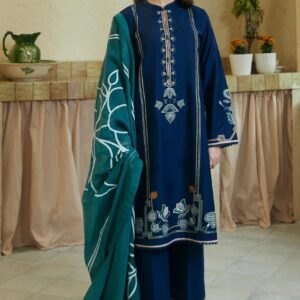 3 PCs Women's unstitched Embroidered suit
