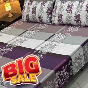 3pcs Cotton Salonica Printed Double Bedsheet