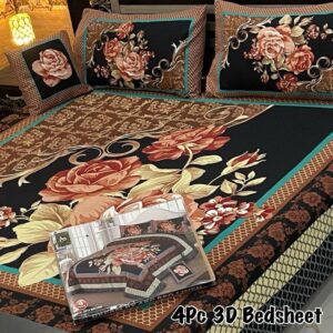 4pcs Crystal Cotton Printed Double Bedsheet