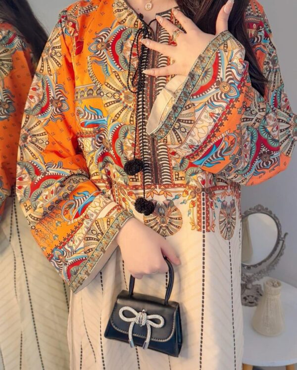 2 PCs Women's Stitched Printed Shirt & Trouser