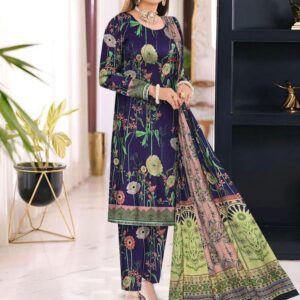 3 PCs Women's UnStitched Khaddar Printed Suit