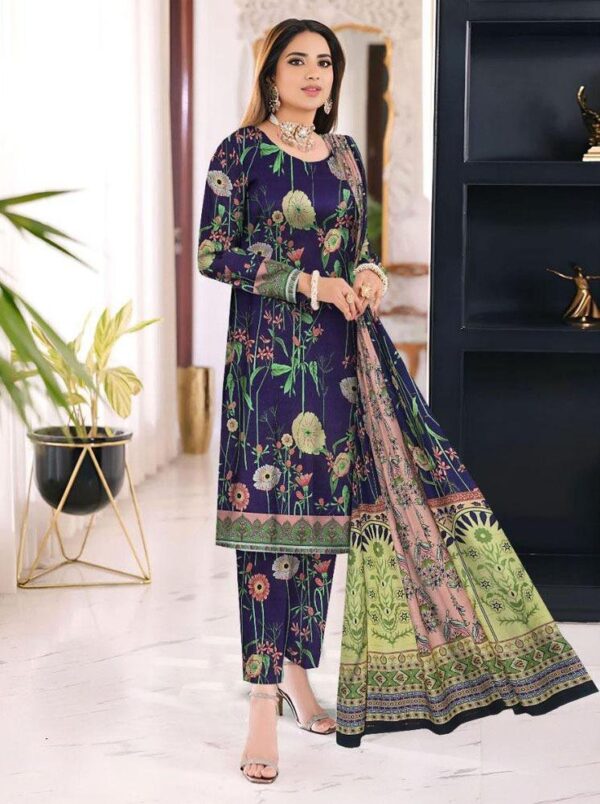 3 PCs Women's UnStitched Khaddar Printed Suit