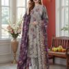 3 PCs Women's UnStitched Printed Embroidered Suit - Image 3